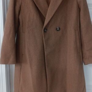 DKNY Womens Tan Double-Breasted Pea Coat